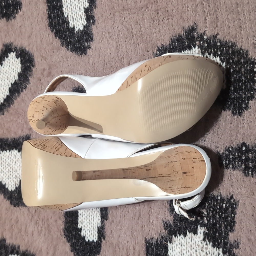 Guess White Buckle Peep-Toe Heels - Picture 3 of 5